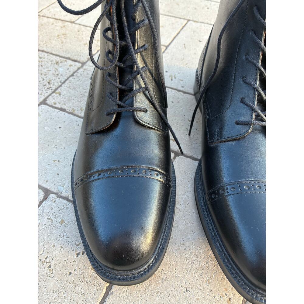 Stafford Boots Leather Black Lace up Cap Toe Gunner Unisex Men’s 8 - Picture 2 of 8